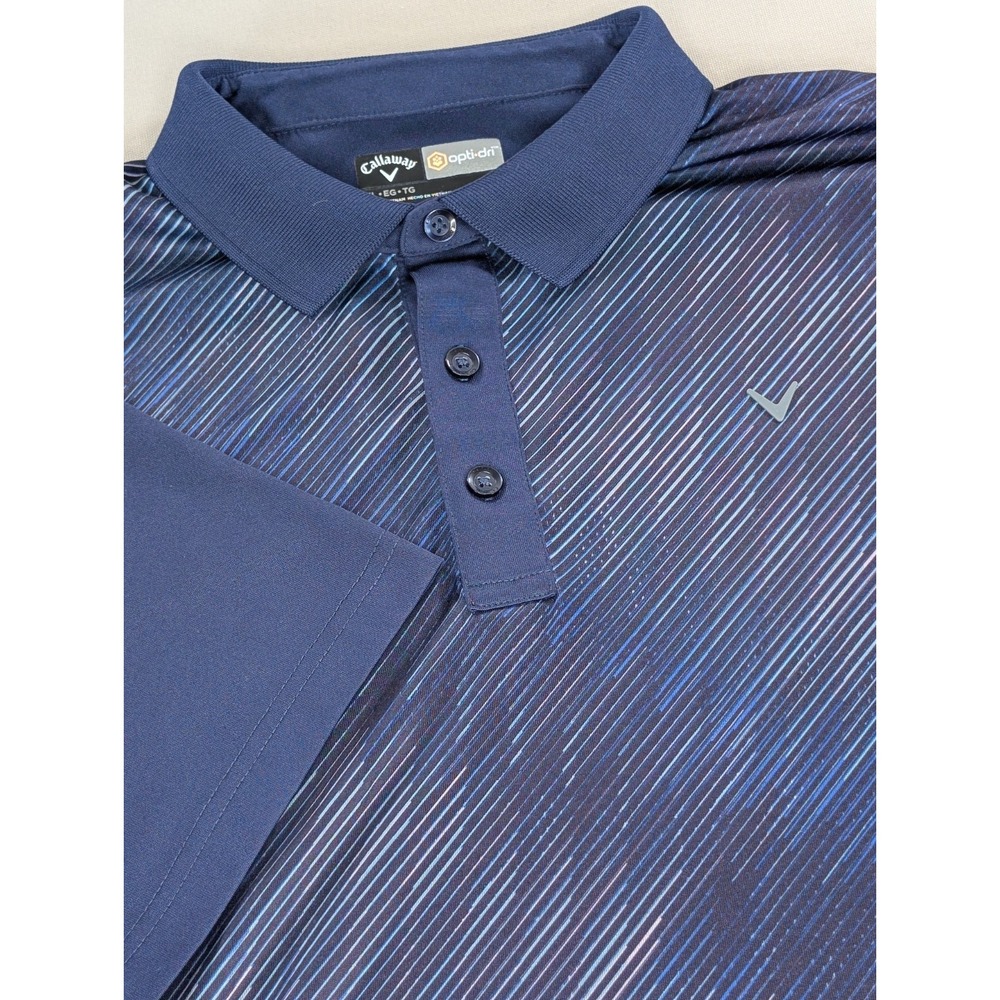 Callaway Shirt Mens XL Blue Abstract Stripe Opti-Dri Polo Golf Performance
